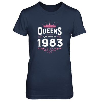 Queens Are Born In 1983 Birthday Gift-T-Shirt & Tank Top-Women's T-Shirt-Navy