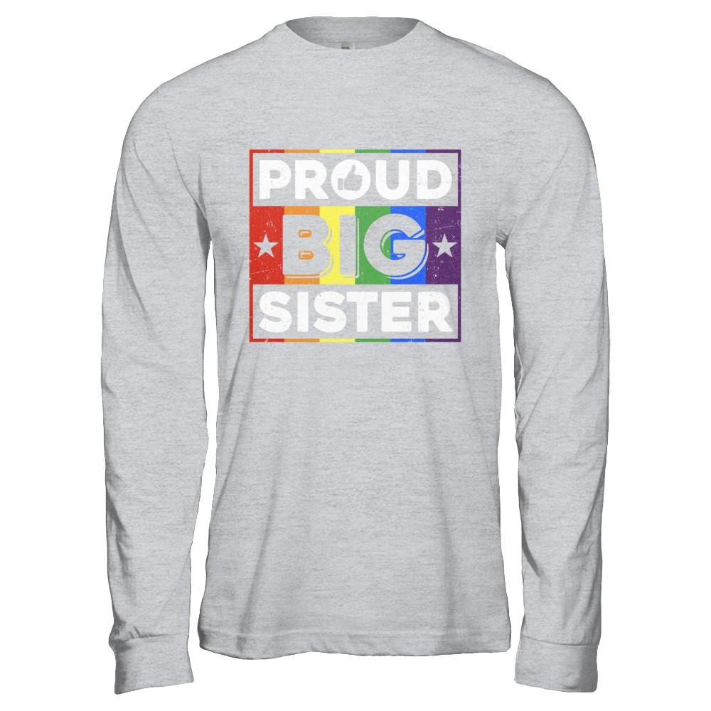 Proud Sister Brother Gay Lesbian Pride Month LGBT-T-Shirt & Hoodie-Long Sleeve T-Shirt-Sport Grey