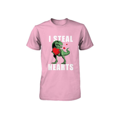 I Steal Hearts Funny Valentines Day Dinosaur T-Rex Boys Youth-Youth Shirt-Toddler T-Shirt-Pink