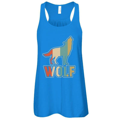 Classic Vintage Retro Style Wolf-T-Shirt & Tank Top-Women's Flowy Racerback Tank-True Royal
