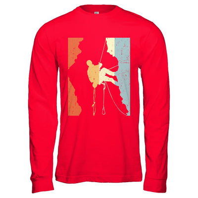 Vintage Rock Climbing Climb-T-Shirt & Hoodie-Long Sleeve T-Shirt-Red