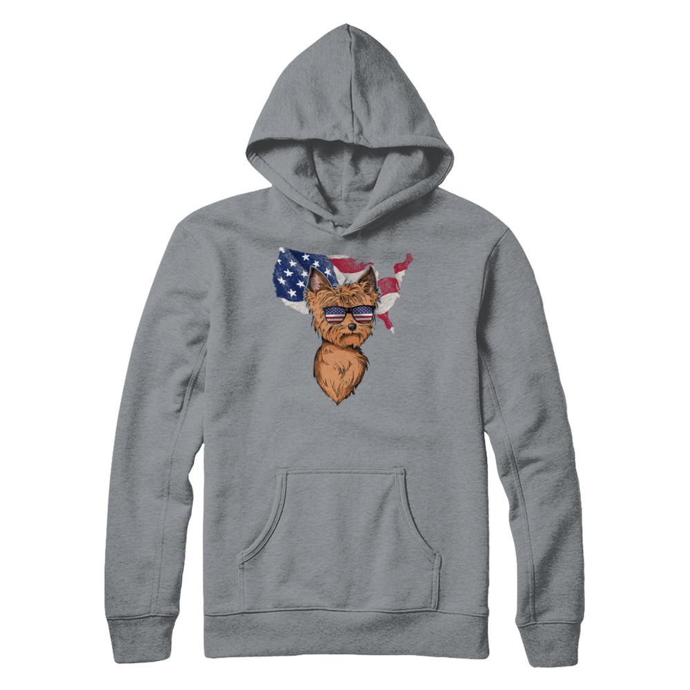 Funny Patriot Yorkie Dog 4Th Of July American Flag-T-Shirt & Hoodie-Pullover Hoodie-Light Steel