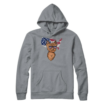 Funny Patriot Yorkie Dog 4Th Of July American Flag-T-Shirt & Hoodie-Pullover Hoodie-Light Steel