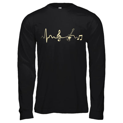 Bass Acoustic Guitar Heartbeat-T-Shirt & Hoodie-Long Sleeve T-Shirt-Black
