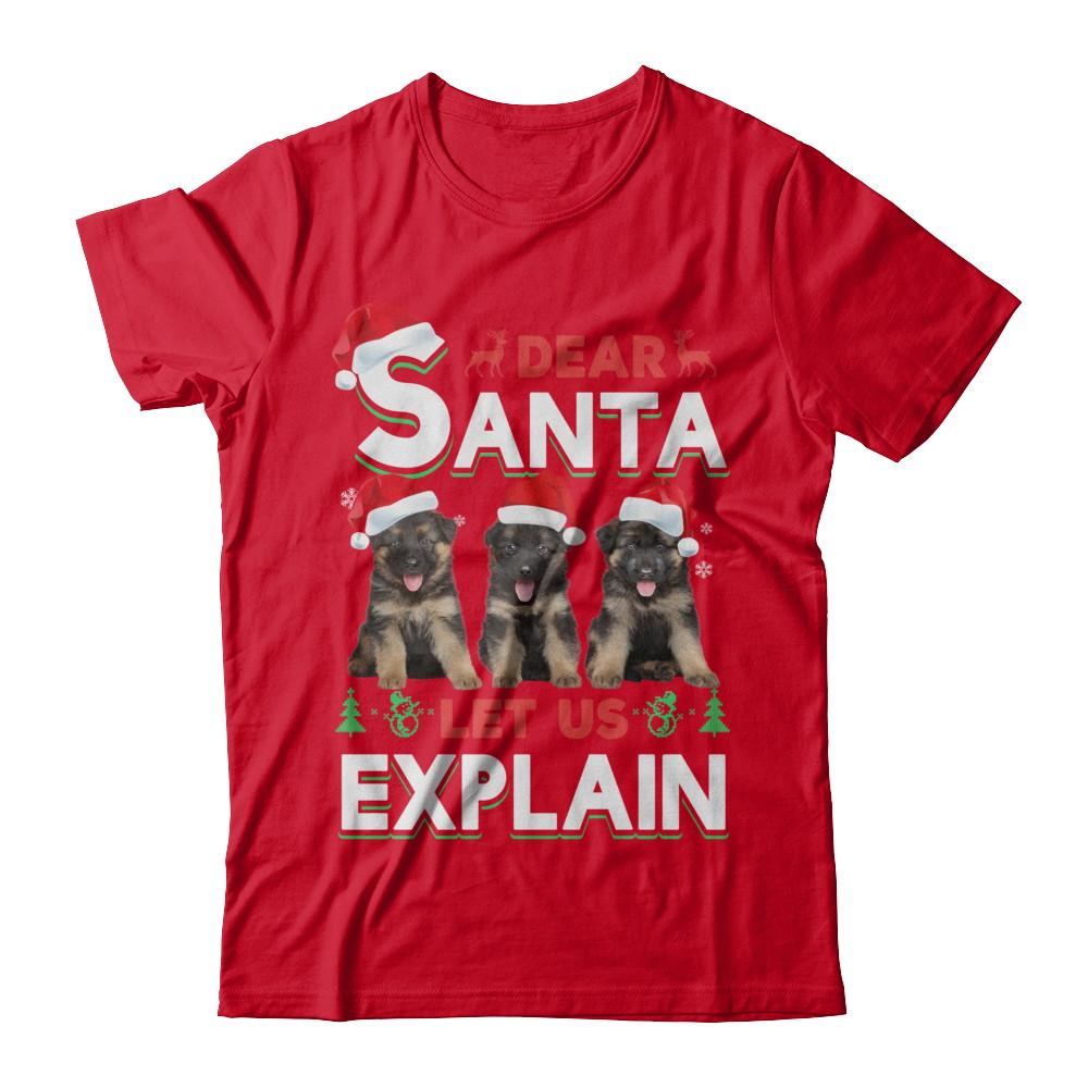 Dear Santa Funny German Shepherd Puppies Christmas Gift-T-Shirt & Hoodie-Premium T-Shirt-Red