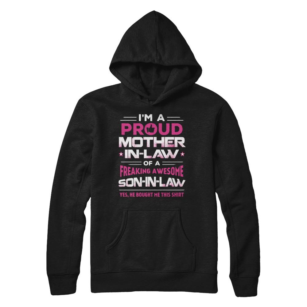 Proud Mother-In-Law Freaking Awesome Son-In-Law-T-Shirt & Hoodie-Pullover Hoodie-Black
