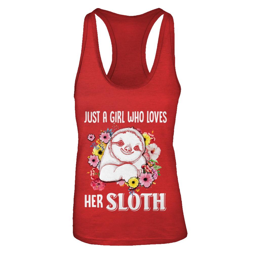 Just A Girl Who Loves Her Sloth-T-Shirt & Tank Top-Women's Ideal Racerback Tank-Red