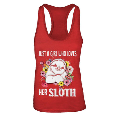 Just A Girl Who Loves Her Sloth-T-Shirt & Tank Top-Women's Ideal Racerback Tank-Red