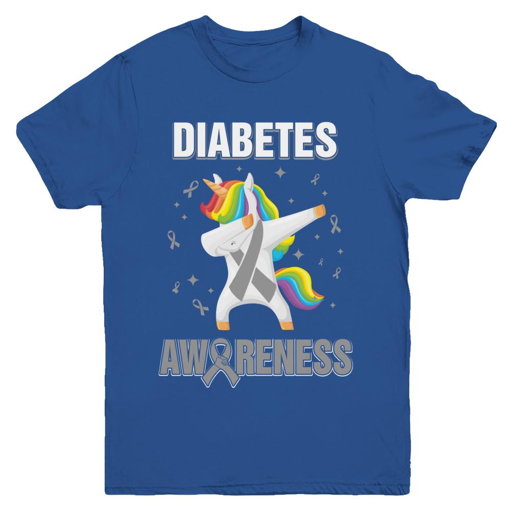 Inspirational Diabetes Awareness Unicorn Support Youth-Youth Shirt-Youth T-Shirt-Royal