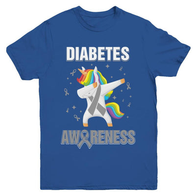 Inspirational Diabetes Awareness Unicorn Support Youth-Youth Shirt-Youth T-Shirt-Royal