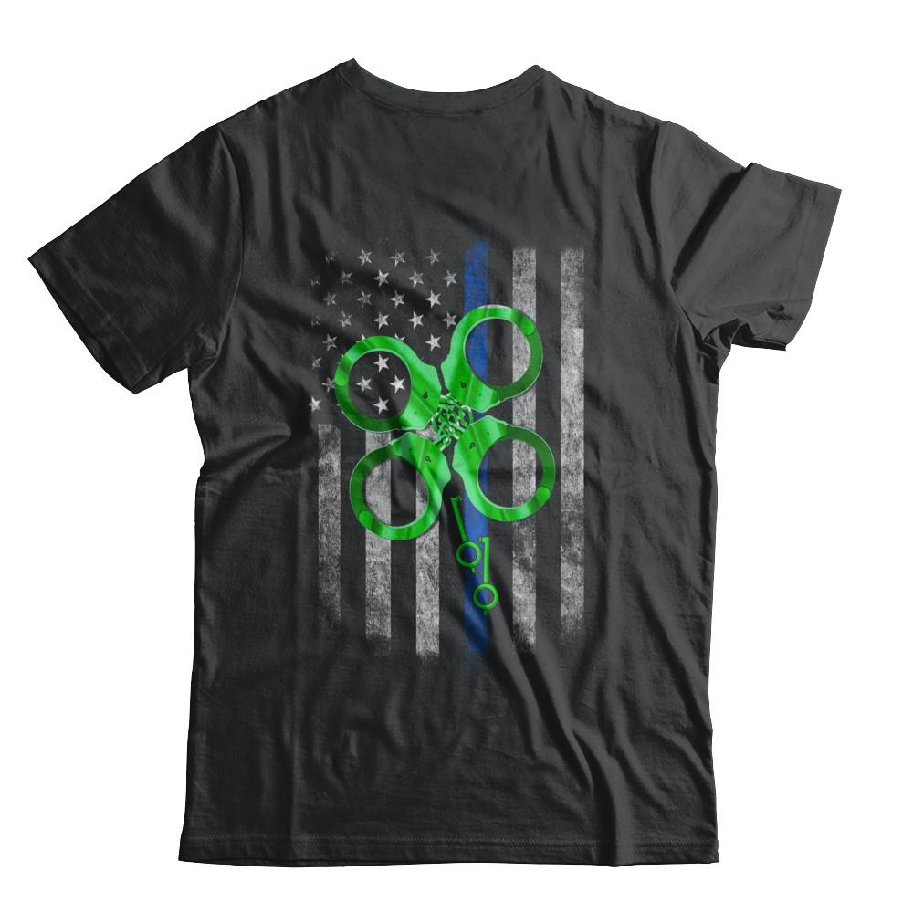 Thin Blue Line Happy St Patrick's Day Clover Police-T-Shirt & Hoodie-Classic T-Shirt-Black