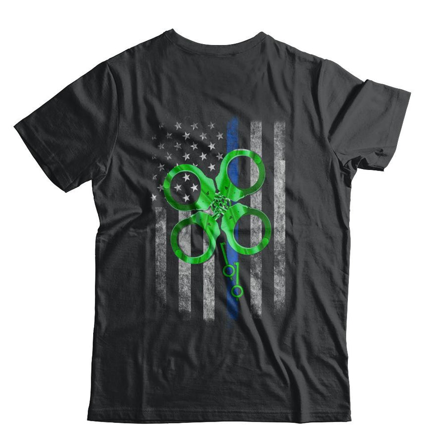 Thin Blue Line Happy St Patrick's Day Clover Police-T-Shirt & Hoodie-Classic T-Shirt-Black