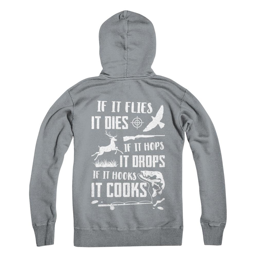 If It Flies If It Hops If It Hooks Funny Hunting Fishing-T-Shirt & Hoodie-Pullover Hoodie-Light Steel