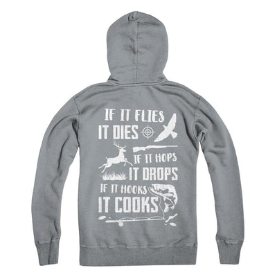 If It Flies If It Hops If It Hooks Funny Hunting Fishing-T-Shirt & Hoodie-Pullover Hoodie-Light Steel