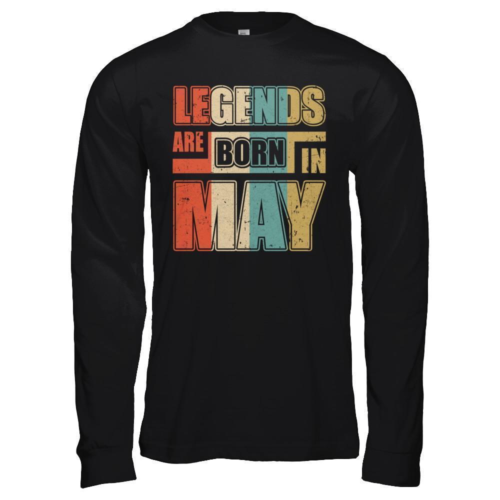 Classic Vintage Legends Are Born In May Birthday-T-Shirt & Hoodie-Long Sleeve T-Shirt-Black