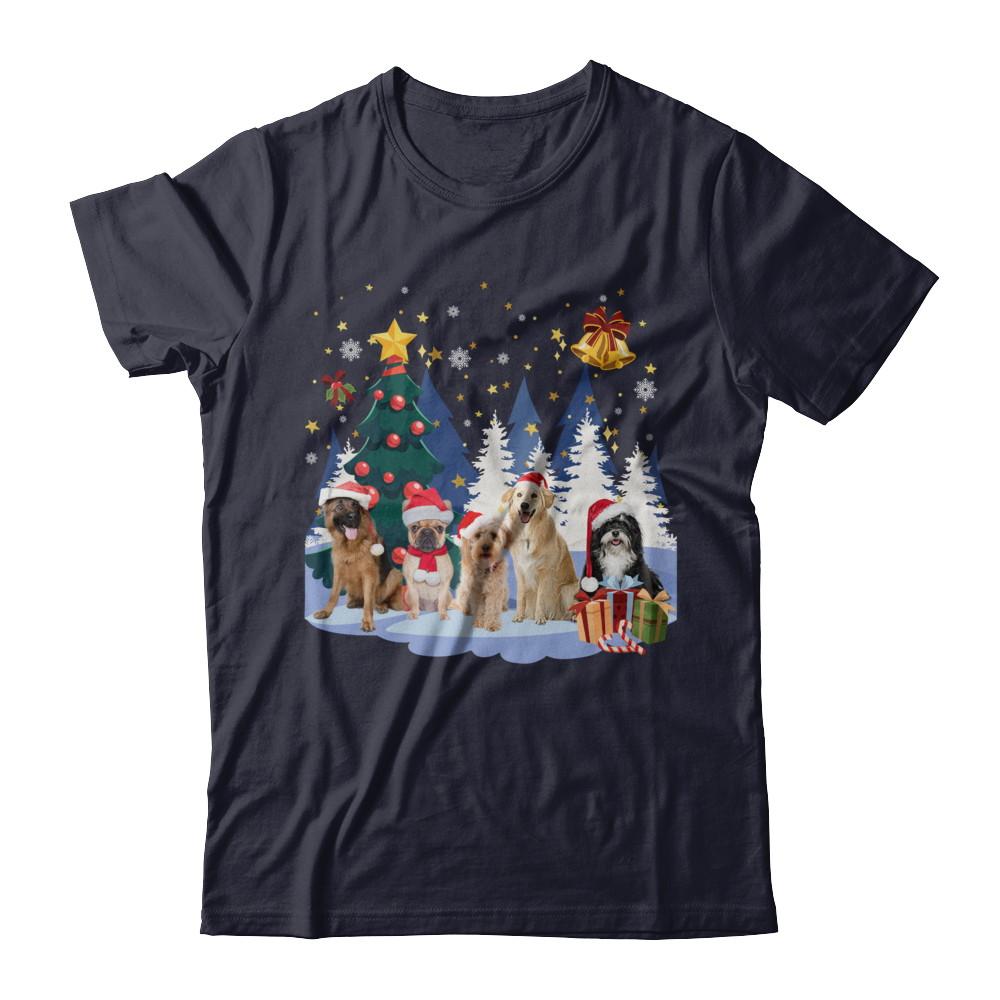 Cute Dogs Claus Christmas-T-Shirt & Sweatshirt-Premium T-Shirt-Midnight Navy