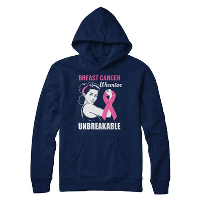 Breast Cancer Warrior Unbreakable Breast Cancer Awareness-T-Shirt & Hoodie-Pullover Hoodie-Navy