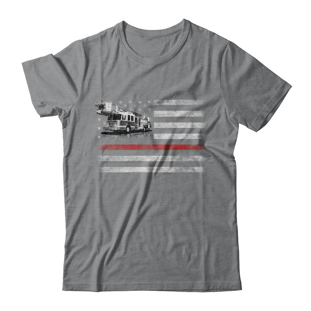 Patriotic Fireman American Flag Thin Red Line Firefighter-T-Shirt & Hoodie-Classic T-Shirt-Sport Grey
