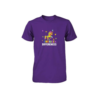 Autism Awareness Puzzle Piece Unicorn Embrace Differences Youth-Youth Shirt-