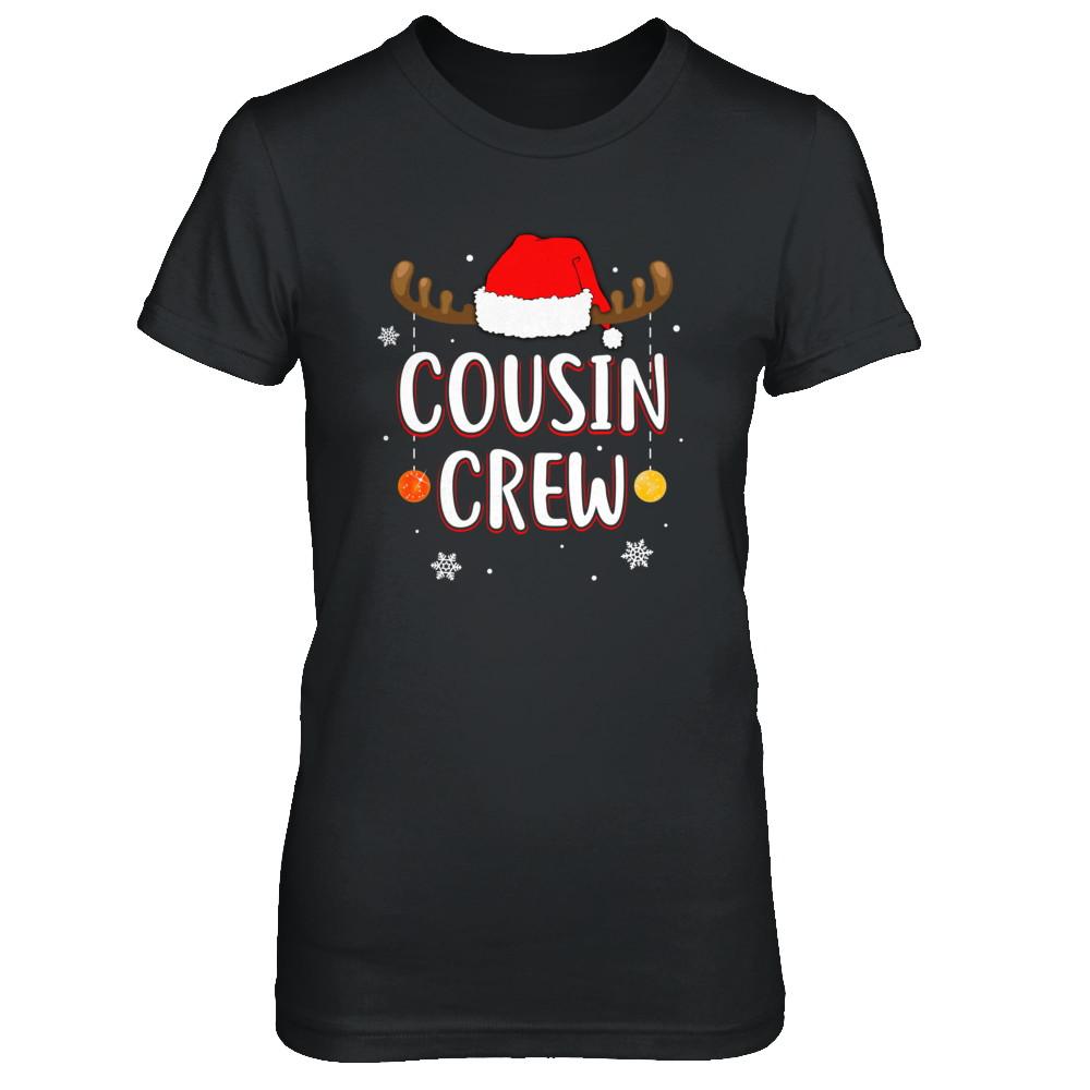 Cousin Crew Reindeer Matching Family Christmas-T-Shirt & Hoodie-Women's T-Shirt-Black