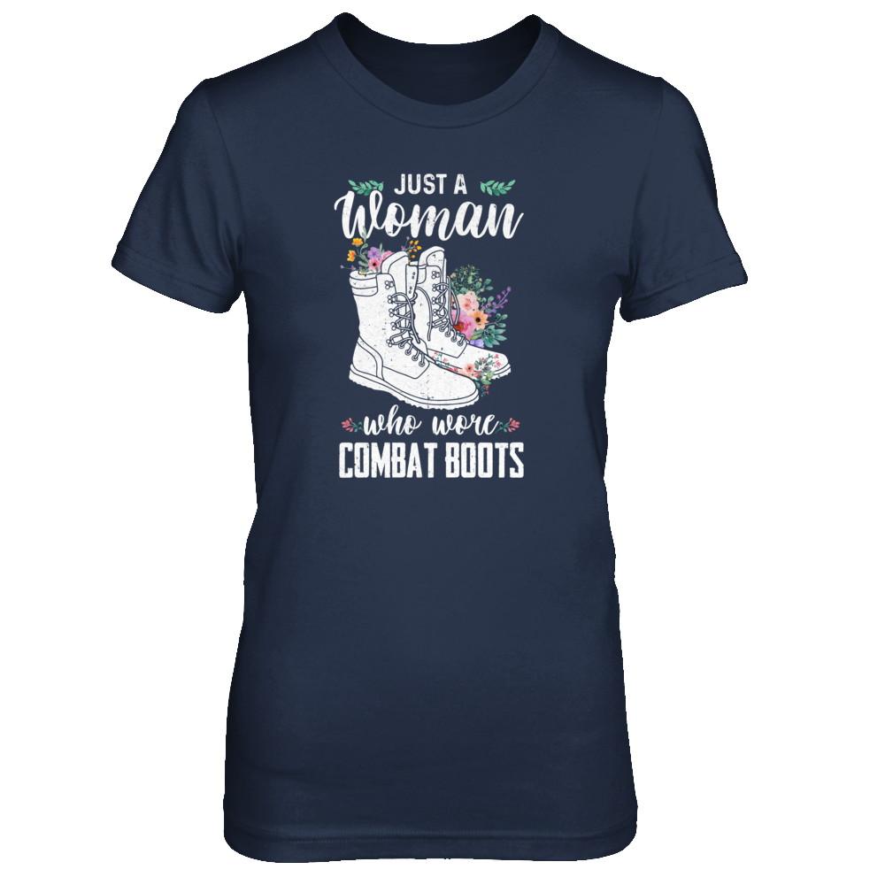 Just A Woman Who Wore Combat Boots Veteran-T-Shirt & Tank Top-Women's T-Shirt-Navy