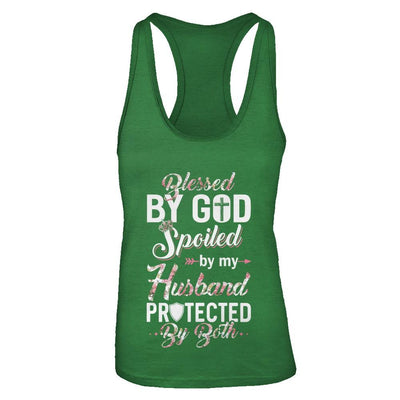 Blessed By God Spoiled By My Husband Protected By Both Wife-T-Shirt & Tank Top-Women's Ideal Racerback Tank-Kelly Green