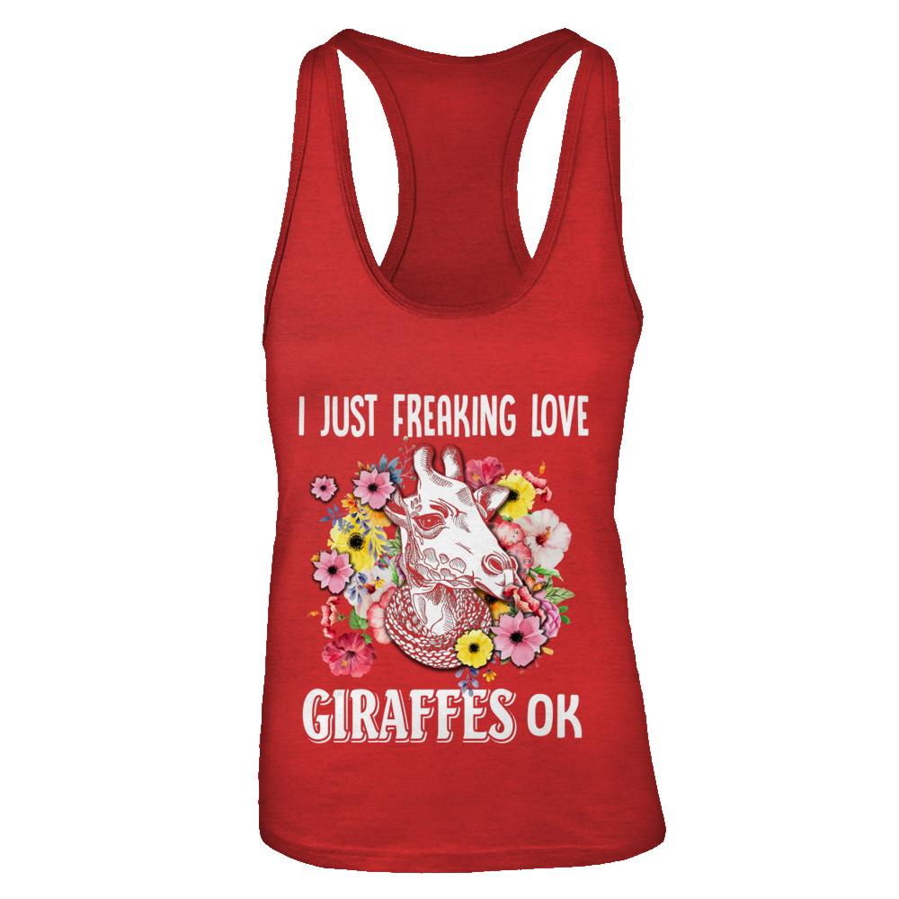 I Just Freaking Love Giraffes-T-Shirt & Tank Top-Women's Ideal Racerback Tank-Red