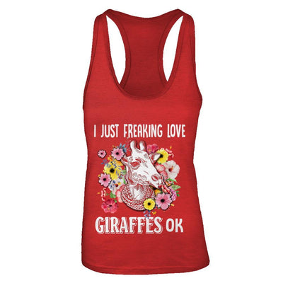 I Just Freaking Love Giraffes-T-Shirt & Tank Top-Women's Ideal Racerback Tank-Red