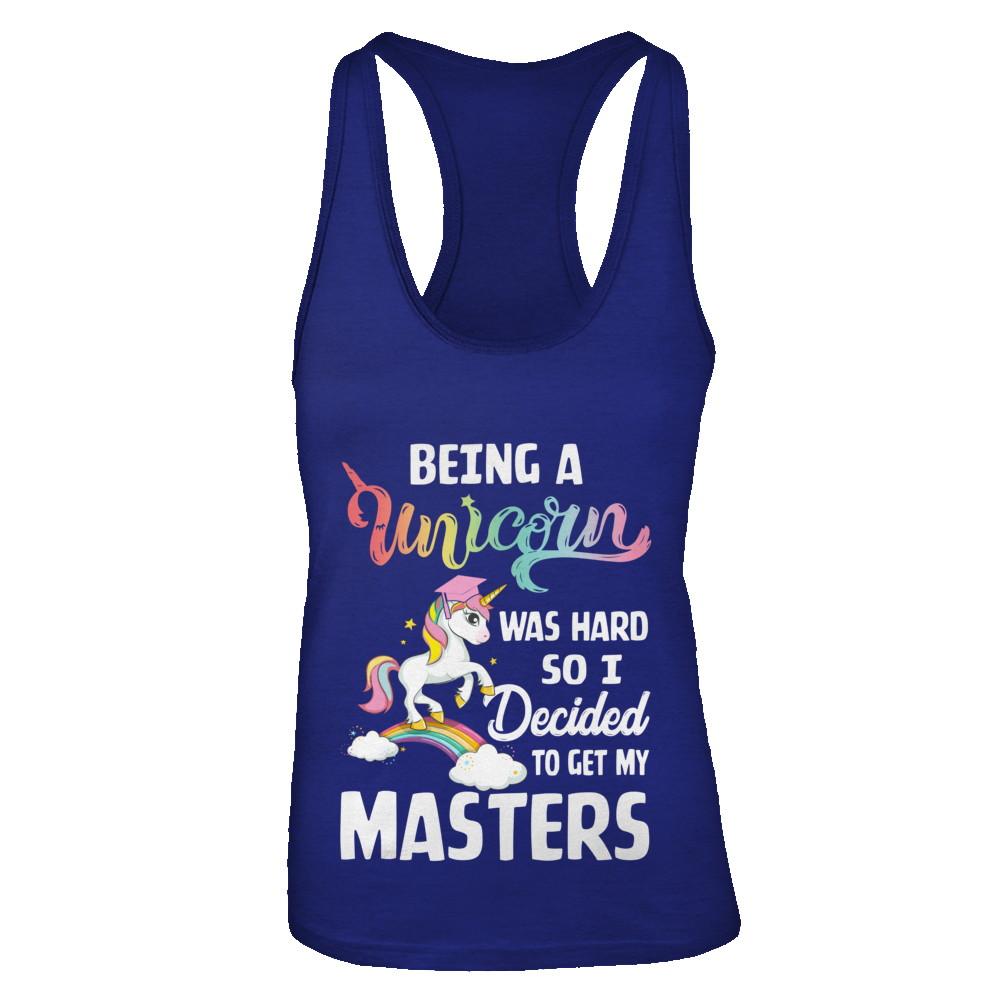 Funny Unicorn Masters Degree Graduation Graduate Gift-T-Shirt & Tank Top-Women's Ideal Racerback Tank-Royal