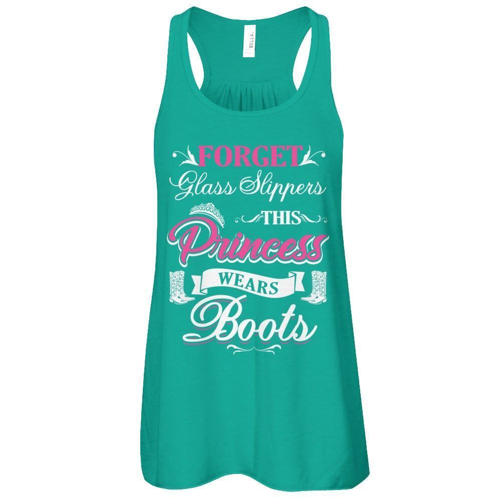 Forget Glass Slippers This Princess Wears Boots-T-Shirt & Tank Top-Women's Flowy Racerback Tank-Kelly