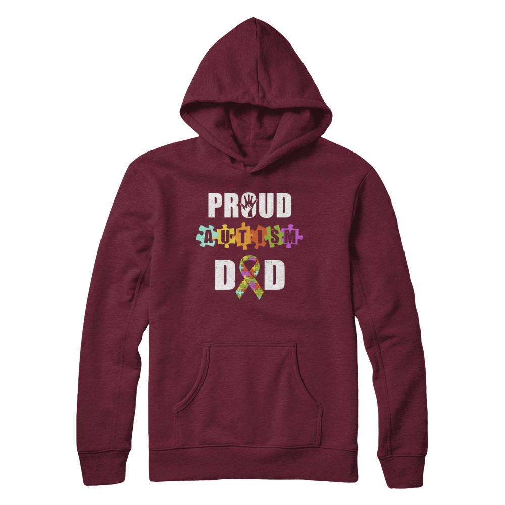 Proud Autism Dad Autism Awareness-T-Shirt & Hoodie-Pullover Hoodie-Maroon