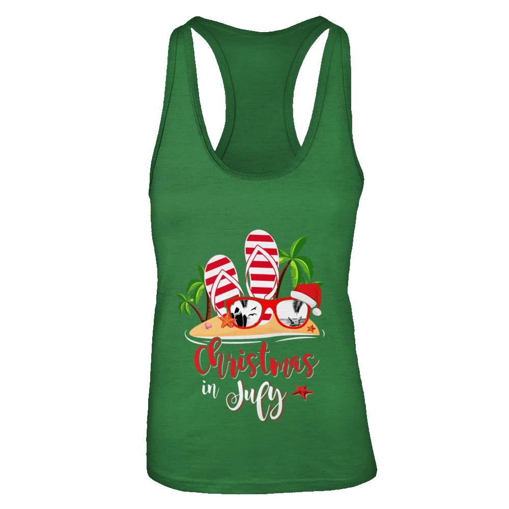 Flip Flop Sunglasses Christmas In July Summer Vacation Beach-T-Shirt & Tank Top-Women's Ideal Racerback Tank-Kelly Green