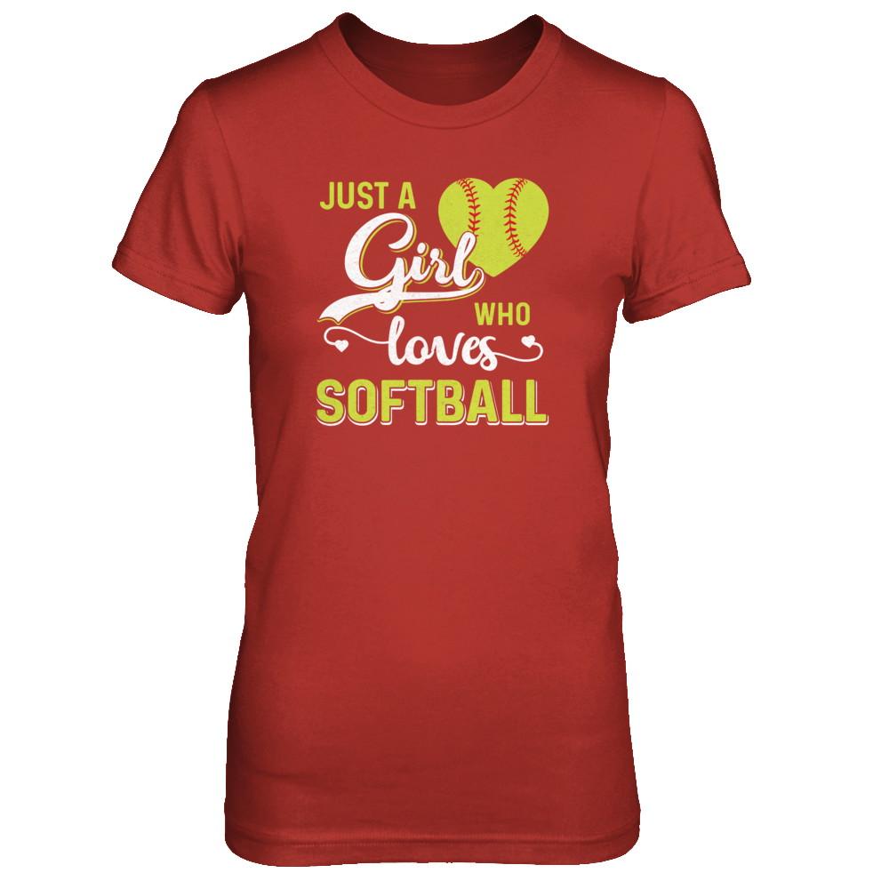 Just A Girl Who Loves Softball-T-Shirt & Tank Top-Women's T-Shirt-Red