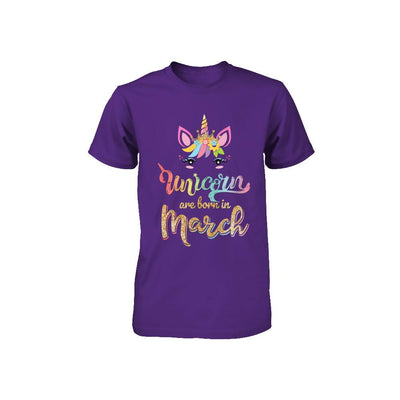 Cute Unicorns Are Born In March Birthday Gift Youth-Youth Shirt-