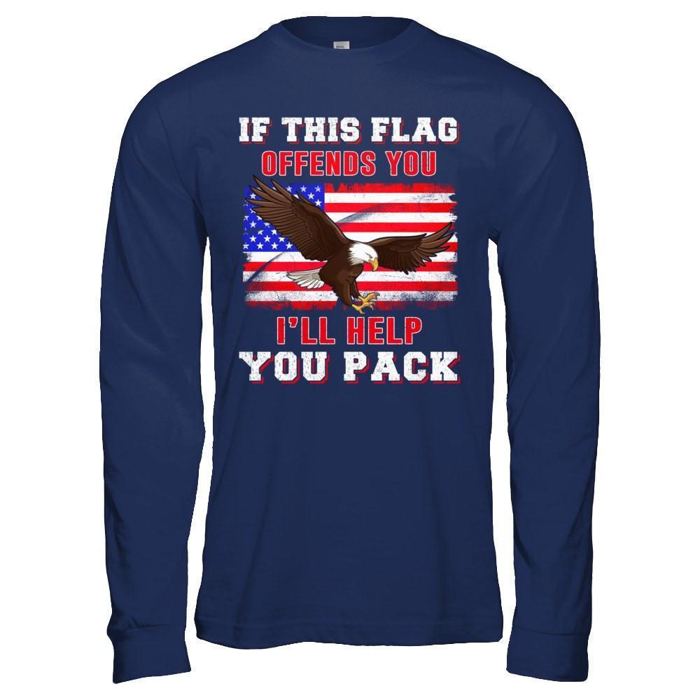 If This Flag Offends You I'll Help You Pack-T-Shirt & Hoodie-Long Sleeve T-Shirt-Navy