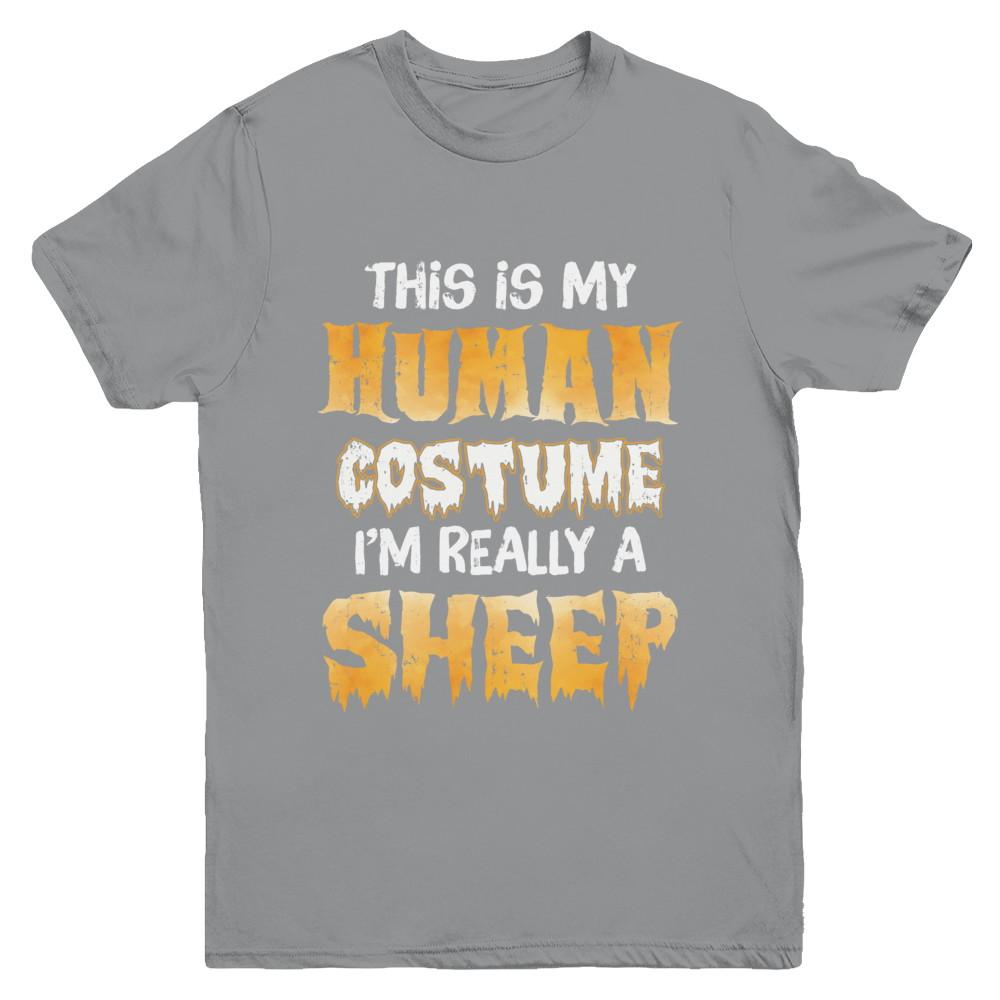 This Is My Human Costume Sheep Halloween Youth-Youth Shirt-Youth T-Shirt-Sport Grey