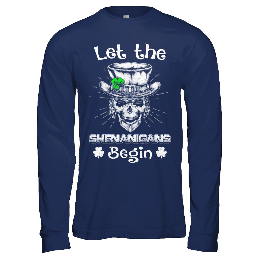 Let The Shenanigans Begin St Patricks Day-T-Shirt & Hoodie-Long Sleeve T-Shirt-Navy