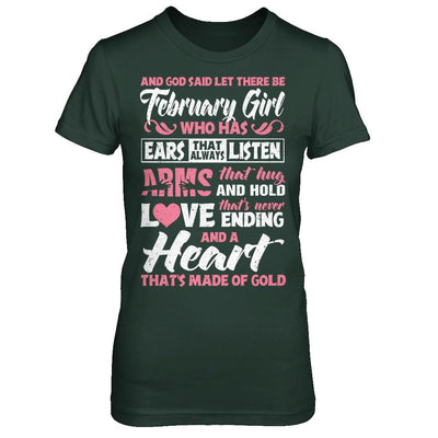 And God Said Let There Be February Girl Ears Arms Love Heart-T-Shirt & Hoodie-