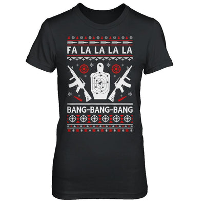 Bang Bang Bang AR-15 Gun Point Ugly Christmas Sweater-T-Shirt & Sweatshirt-Women's T-Shirt-Black