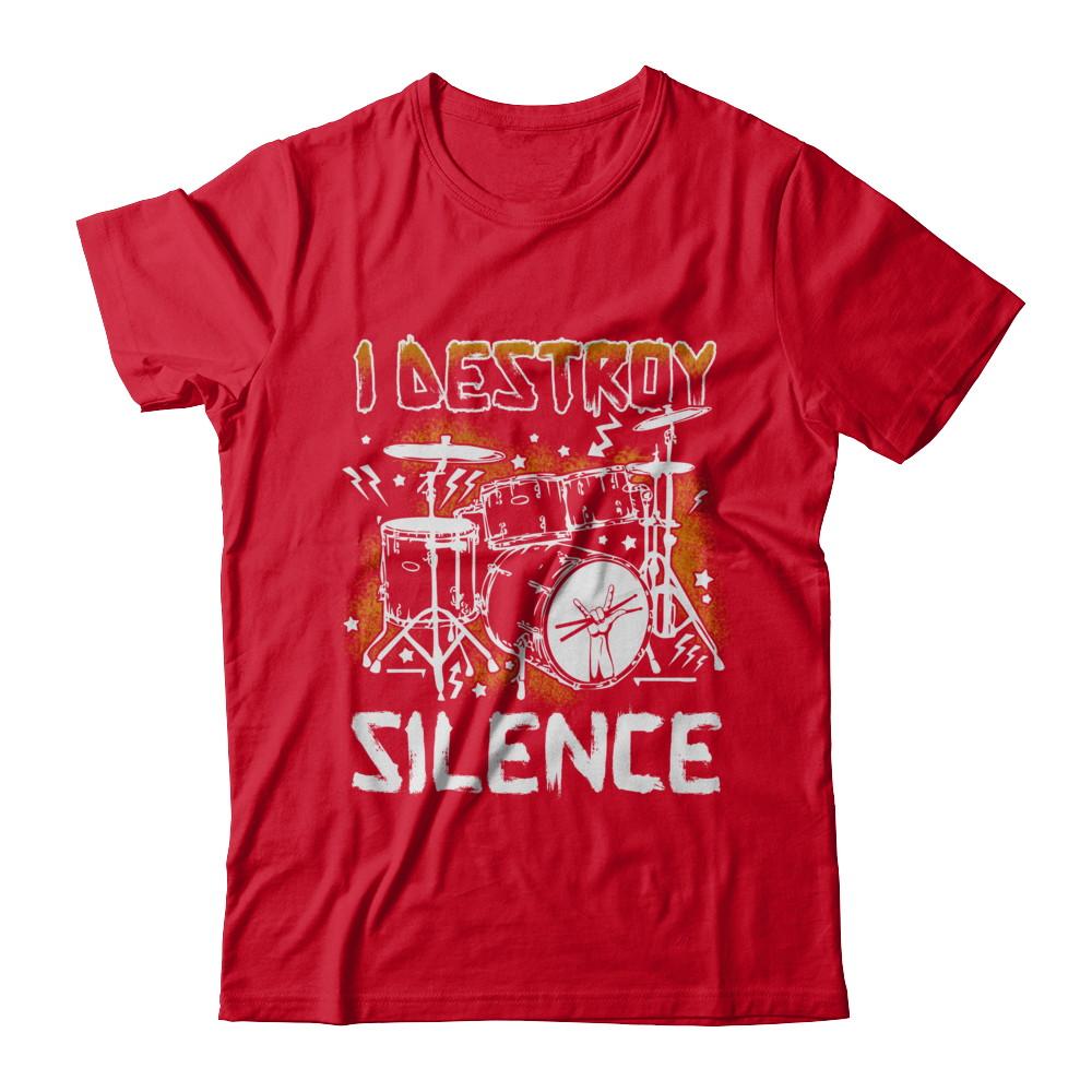 I Destroy Silence Drums Funny Drummer Musician-T-Shirt & Hoodie-Premium T-Shirt-Red
