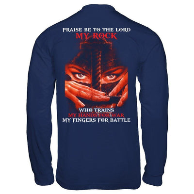 Praise Be To The Lord My Rock Who Trains My Hands For War-T-Shirt & Hoodie-Long Sleeve T-Shirt-Navy