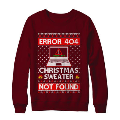 Error 404 Ugly Christmas Sweater Not Foud Computer-T-Shirt & Sweatshirt-Crewneck Sweatshirt-Maroon