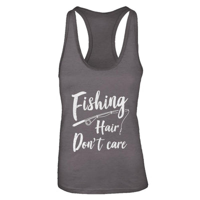 Fishing Hair Don't Care-T-Shirt & Tank Top-Women's Ideal Racerback Tank-Dark Grey