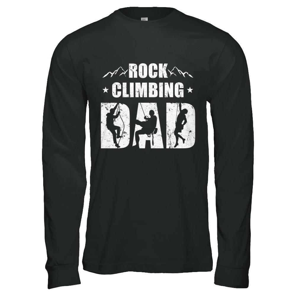 Rock Climbing Dad Distressed Mountain Climber Fathers Day-T-Shirt & Hoodie-Long Sleeve T-Shirt-Black