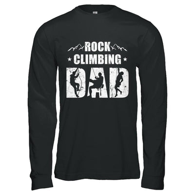 Rock Climbing Dad Distressed Mountain Climber Fathers Day-T-Shirt & Hoodie-Long Sleeve T-Shirt-Black