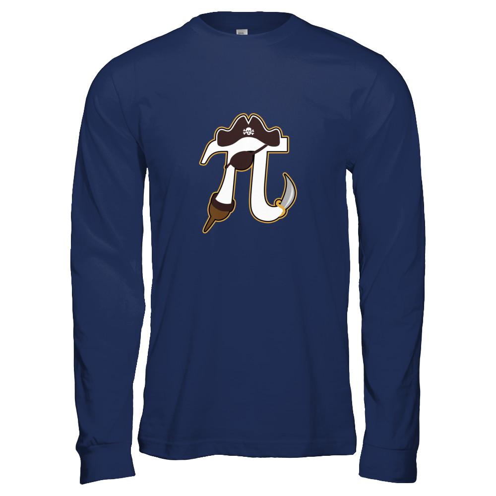 Pi Day 2018 Funny Pi Pirate Style For Math-T-Shirt & Hoodie-Long Sleeve T-Shirt-Navy