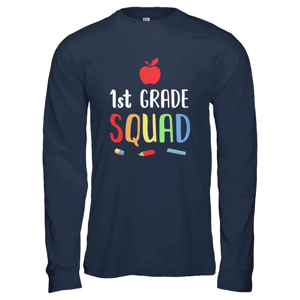 1st Grade Squad Back To School Teacher First Grade-T-Shirt & Hoodie-Long Sleeve T-Shirt-Navy