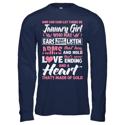 And God Said Let There Be January Girl Ears Arms Love Heart-T-Shirt & Hoodie-