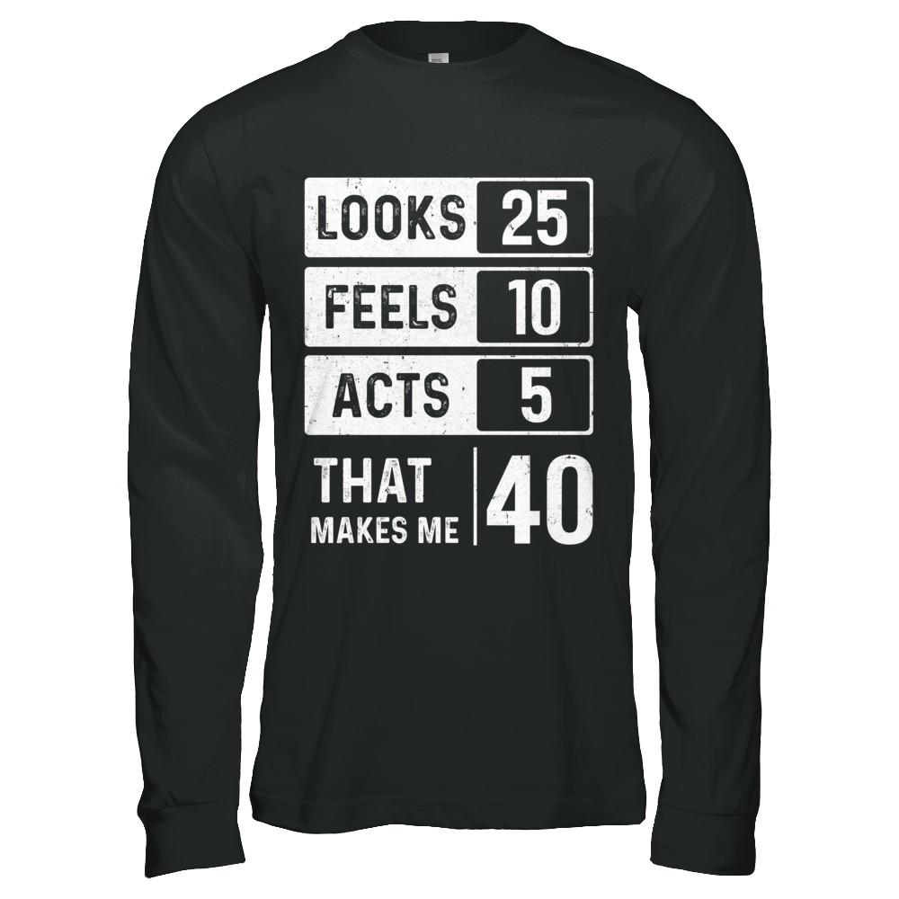 1981 40th Years Old Birthday Looks Feels Acts Make Me 40th-T-Shirt & Hoodie-Long Sleeve T-Shirt-Black