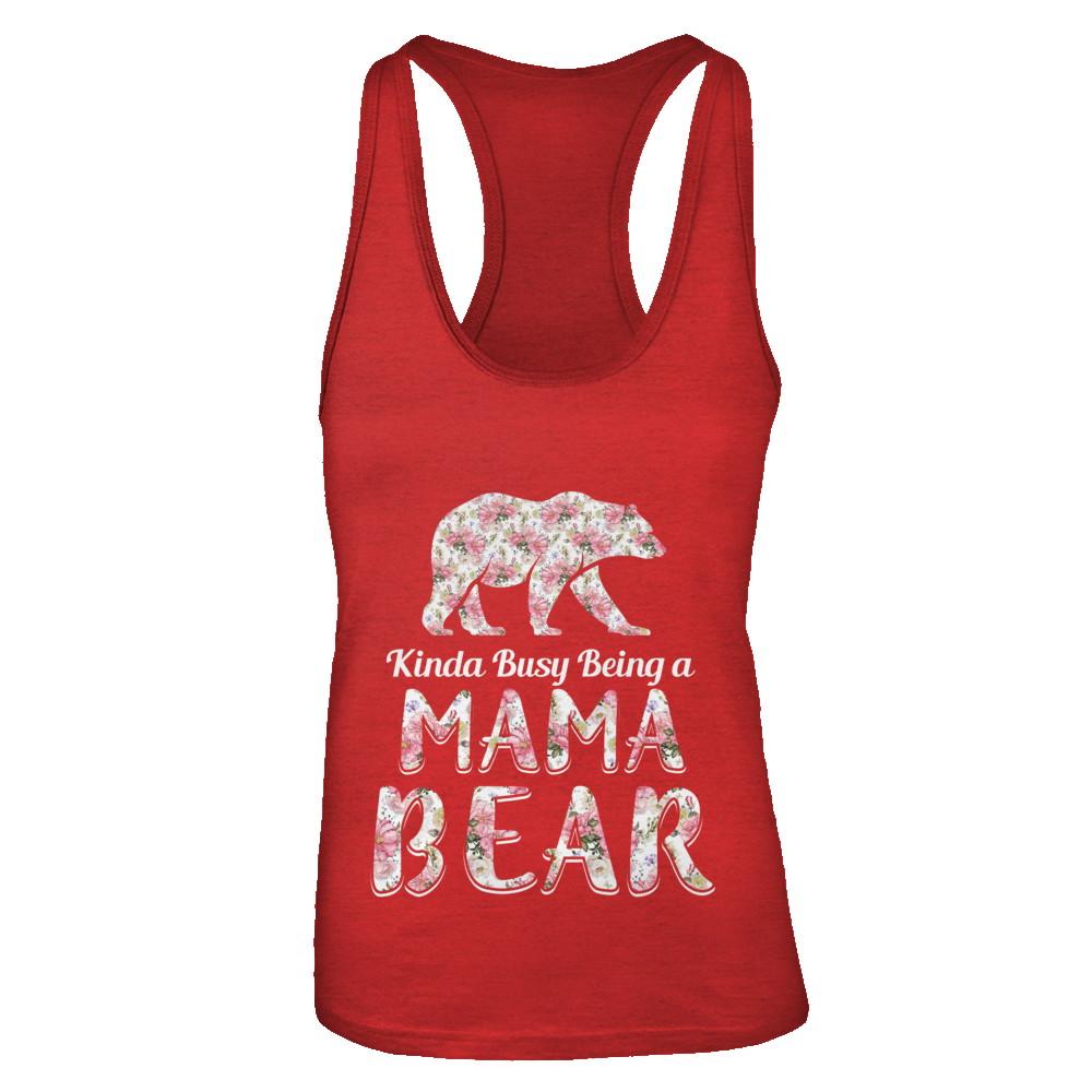 Mama Bear Dinosaur Kinda Busy Being A Mamabear-T-Shirt & Tank Top-Women's Ideal Racerback Tank-Red
